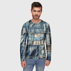 Мужской лонгслив 3D Patchwork denim - vogue - фото 2