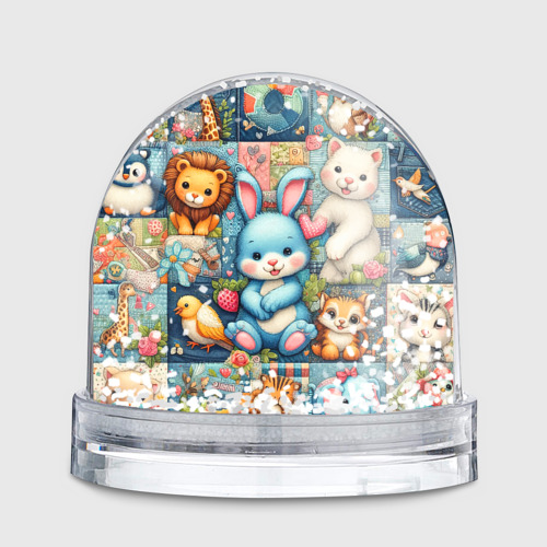 Игрушка Снежный шар Funny hare and his friends - patchwork - фото 2