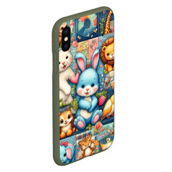 Чехол для iPhone XS Max матовый Funny hare and his friends - patchwork - фото 2