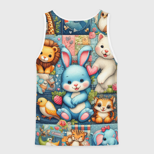 Мужская майка 3D Funny hare and his friends - patchwork, цвет 3D печать - фото 2