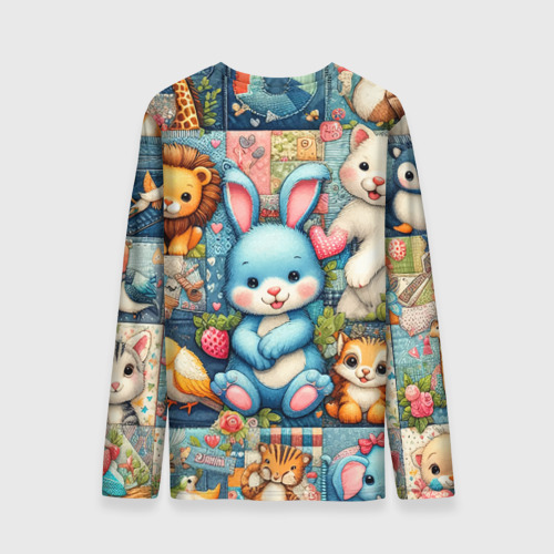 Мужской лонгслив 3D Funny hare and his friends - patchwork, цвет 3D печать - фото 2