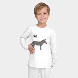 Пижама с принтом Bad ass плохой дикий осел для ребенка, вид на модели спереди №2. Цвет основы: белый