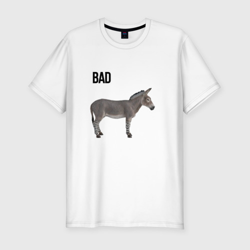 Мужская приталенная футболка из хлопка с принтом Bad ass плохой дикий осел, вид спереди №1