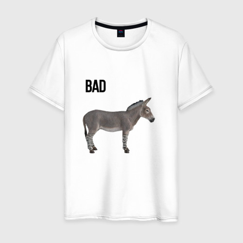 Мужская футболка из хлопка с принтом Bad ass плохой дикий осел, вид спереди №1