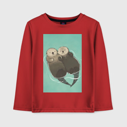 Детский лонгслив хлопок Выдры плавают
