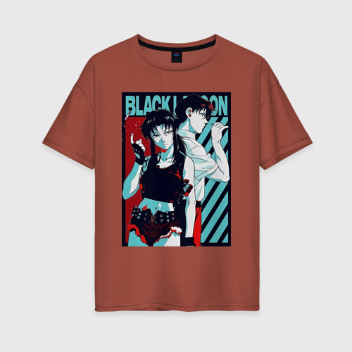 Женская футболка хлопок Oversize Пираты Чёрной лагуны, цвет кирпичный