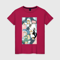 Котики и зверята милые стикер-мемы – Женская футболка хлопок с принтом купить