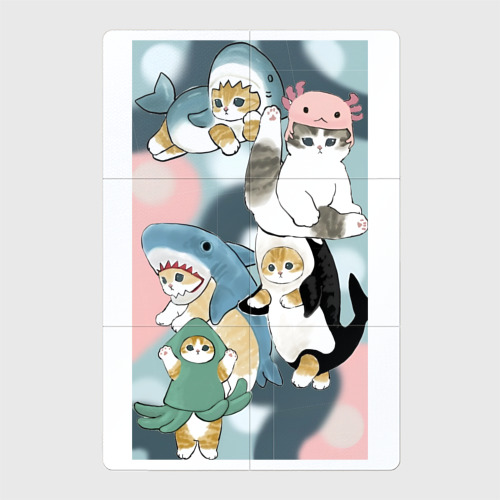 Магнитный плакат 2x3 с принтом Котики и зверята милые стикер-мемы, вид спереди №1
