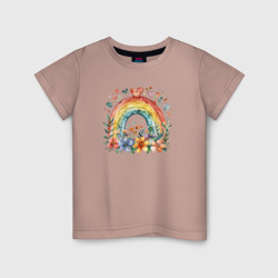 Цветочная радуга – Детская футболка хлопок с принтом купить со скидкой в -20%