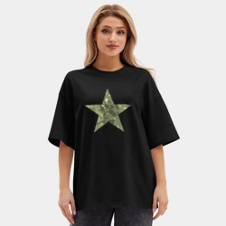 Женская футболка Oversize хлопок premium Камуфляжная звезда - фото 2