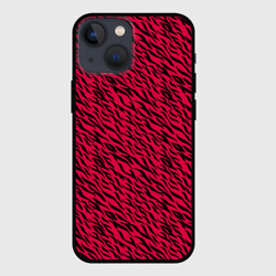 Чехол для iPhone 13 mini Яркий чёрно-розовый шкура