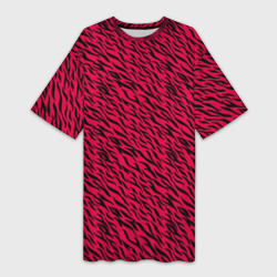 Яркий чёрно-розовый шкура – Платье-футболка 3D с принтом купить