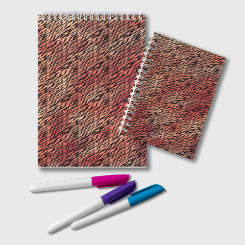Блокнот Имитация шкуры красно-коричневый, цвет крупная клетка