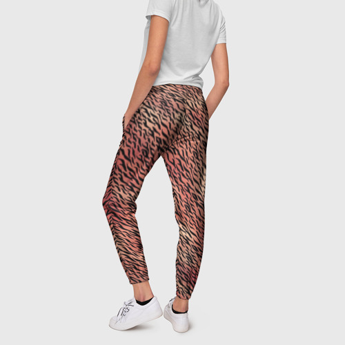 Женские брюки 3D с принтом Имитация шкуры красно-коричневый, вид сзади #2