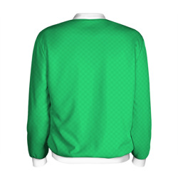 Бомбер с принтом Яркий зелёный текстурированный в мелкий квадрат для мужчины, вид сзади №1. Цвет основы: белый