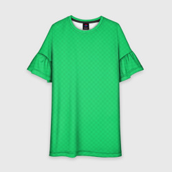 Яркий зелёный текстурированный в мелкий квадрат – Детское платье 3D с принтом купить