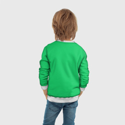 Свитшот с принтом Яркий зелёный текстурированный в мелкий квадрат для ребенка, вид на модели сзади №3. Цвет основы: белый