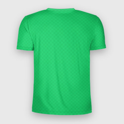 Футболка с принтом Яркий зелёный текстурированный в мелкий квадрат для мужчины, вид сзади №1. Цвет основы: белый
