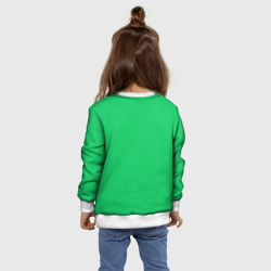 Свитшот с принтом Яркий зелёный текстурированный в мелкий квадрат для ребенка, вид на модели сзади №4. Цвет основы: белый