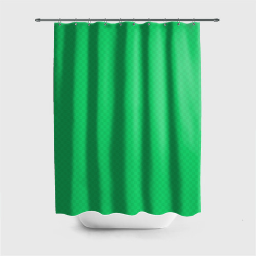 Штора для ванной с принтом Яркий зелёный текстурированный в мелкий квадрат, вид спереди №1