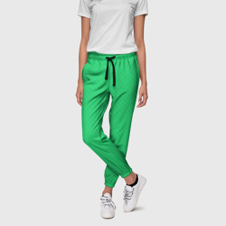 Яркий зелёный текстурированный в мелкий квадрат – Женские брюки 3D с принтом купить