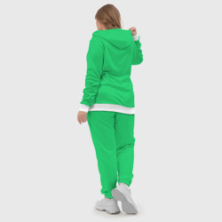 Костюм с принтом Яркий зелёный текстурированный в мелкий квадрат для женщины, вид на модели сзади №3. Цвет основы: белый
