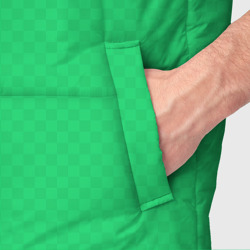 Жилет с принтом Яркий зелёный текстурированный в мелкий квадрат для мужчины, вид на модели спереди №4. Цвет основы: черный