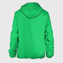 Куртка с принтом Яркий зелёный текстурированный в мелкий квадрат для мужчины, вид сзади №1. Цвет основы: белый