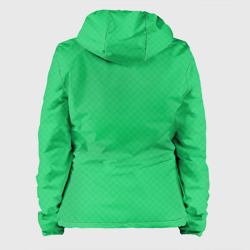 Куртка с принтом Яркий зелёный текстурированный в мелкий квадрат для женщины, вид сзади №1. Цвет основы: белый
