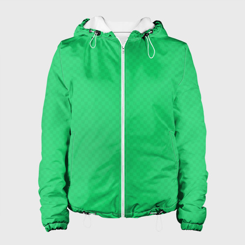 Женская куртка с принтом Яркий зелёный текстурированный в мелкий квадрат, вид спереди №1