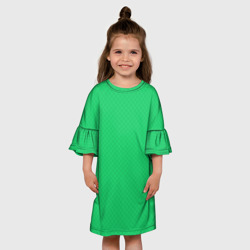 Платье с принтом Яркий зелёный текстурированный в мелкий квадрат для ребенка, вид на модели спереди №3. Цвет основы: белый