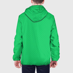 Куртка с принтом Яркий зелёный текстурированный в мелкий квадрат для мужчины, вид на модели сзади №2. Цвет основы: белый