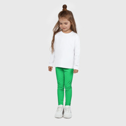 Леггинсы с принтом Яркий зелёный текстурированный в мелкий квадрат для ребенка, вид на модели спереди №3. Цвет основы: белый