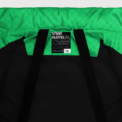 Куртка с принтом Яркий зелёный текстурированный в мелкий квадрат для мужчины, вид на модели спереди №4. Цвет основы: черный