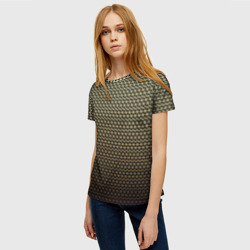 Женская футболка 3D Паттерн чёрно-бежевый треугольники - фото 2