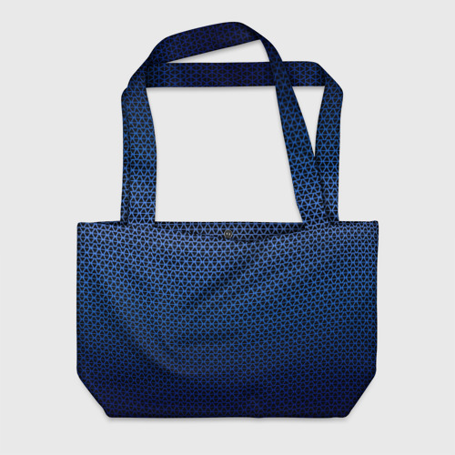 Пляжная сумка с принтом Паттерн чёрно-синий треугольники, вид спереди №1