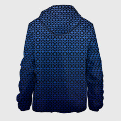 Куртка с принтом Паттерн чёрно-синий треугольники для мужчины, вид сзади №1. Цвет основы: белый
