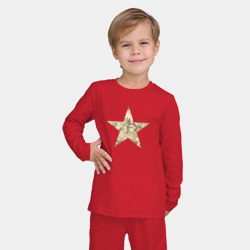 Детская пижама с лонгсливом хлопок Звезда камуфляж песочный - фото 2