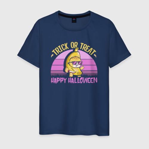 Мужская футболка из хлопка с принтом Trick or treat happy halloween colored, вид спереди №1