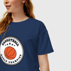 Женская футболка хлопок Oversize Basketball world champion - фото 2