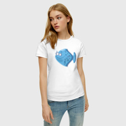 Женская футболка хлопок Голубая рыбка - фото 2