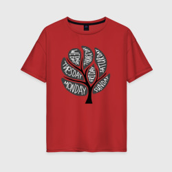 Дерево недели – Женская футболка хлопок Oversize с принтом купить со скидкой в -16%