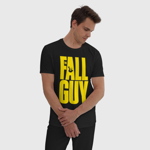 Мужская пижама хлопок The fall guy logo, цвет черный - фото 3