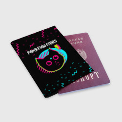 Обложка для паспорта матовая кожа Foo Fighters - rock star cat - фото 2