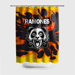 Штора 3D для ванной Ramones рок панда и огонь