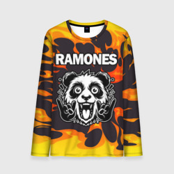 Мужской лонгслив 3D Ramones рок панда и огонь