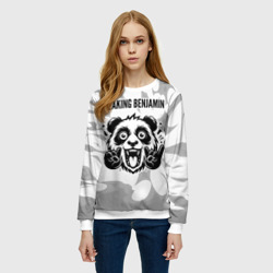 Женский свитшот 3D Breaking Benjamin рок панда на светлом фоне - фото 2