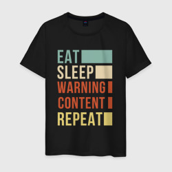 Есть спать Content Warning повторять – Мужская футболка хлопок с принтом купить со скидкой в -20%