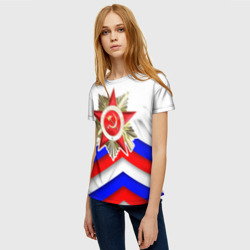 Женская футболка 3D Великая отечественная - Российский триколор  - фото 2