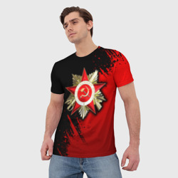 Мужская футболка 3D Велика отечественная - красный градиент - фото 2